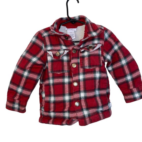 Tommy Bahama Kids Red Plaid Sherpa Lined Jacket 2T Cotton & Polyester - Picture 1 of 8